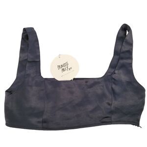 Princess Polly Womens Huxley Top Black/ Navy NWT US 8 Crop Top Bra Top #163017